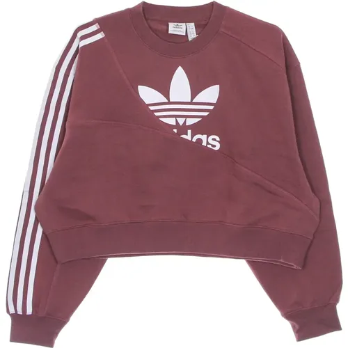 Short Sleeve Crew Neck Sweatshirt Maroon , female, Sizes: XL, 2XL - Adidas - Modalova