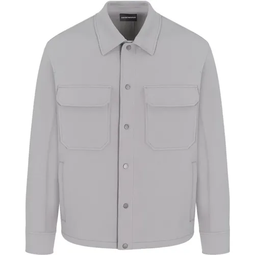 Patch Pocket Jacket in Grey , male, Sizes: M - Emporio Armani - Modalova