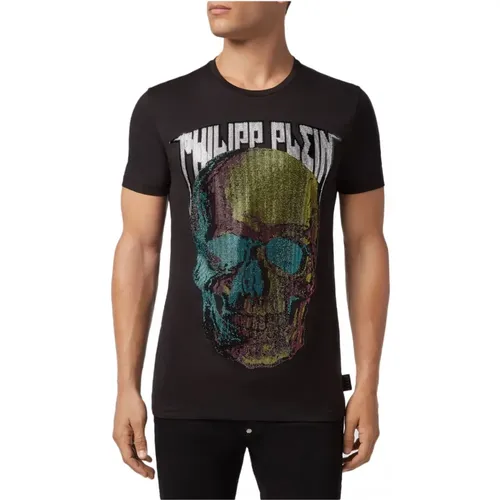 Skull Rhinestone T-Shirt - Männer , Herren, Größe: XL - Philipp Plein - Modalova