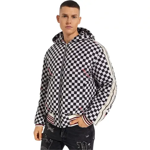 Checkered Windproof Hooded Jacket , male, Sizes: M, L - Palm Angels - Modalova