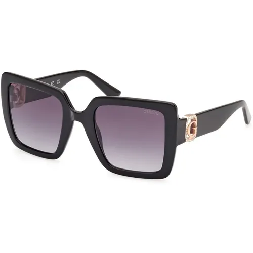 Quadratische Sonnenbrille mit Strass-Logo , Damen, Größe: 52 MM - Guess - Modalova