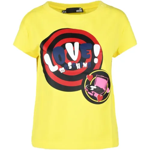 Baumwoll Elasthan T-Shirt , Damen, Größe: S - Love Moschino - Modalova