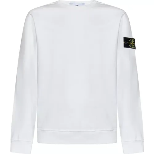 Weißer Ripp-Crewneck-Pullover - Stone Island - Modalova