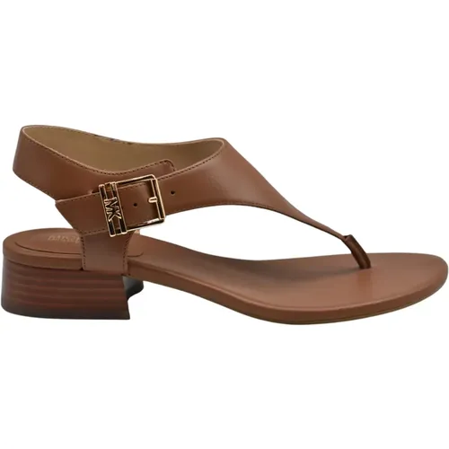 Braune Leder Sandalen Stilvoll , Damen, Größe: 37 1/2 EU - Michael Kors - Modalova