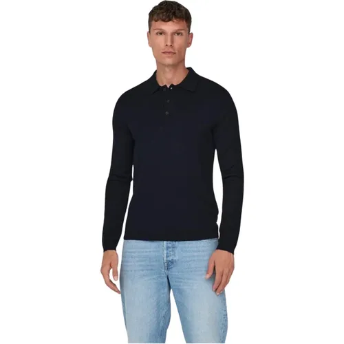 Langarm-Polo für Männer , Herren, Größe: XS - Only & Sons - Modalova