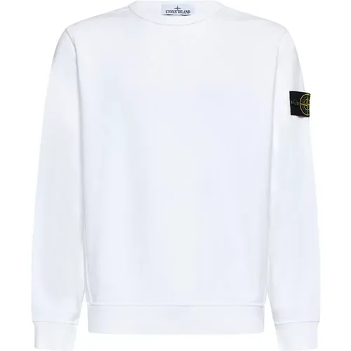 Weißer Baumwoll-Crew-Neck-Sweatshirt - Stone Island - Modalova