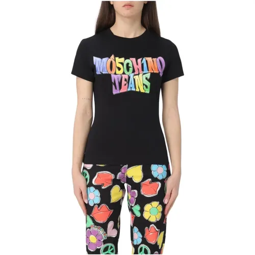 Basic Rundhals T-shirt , Damen, Größe: M - Moschino - Modalova