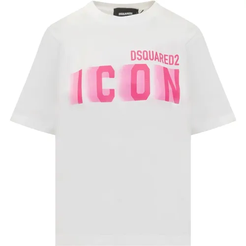 Crew Neck T-shirt with Lettering , female, Sizes: S - Dsquared2 - Modalova