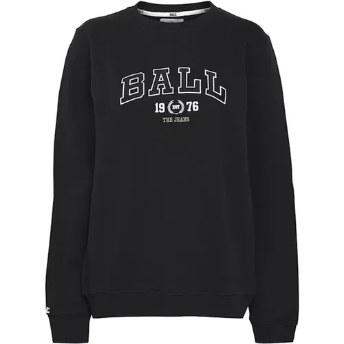 Schwarzer Sweatshirt mit Besticktem Logo , Damen, Größe: XL - Ball - Modalova