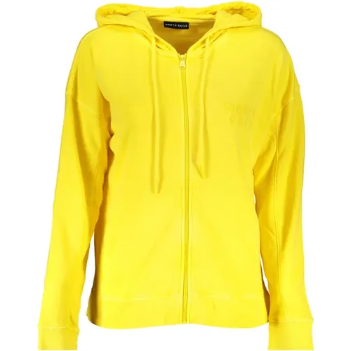 Gelber Hoodie mit Reißverschluss und Logo , Damen, Größe: M - North Sails - Modalova