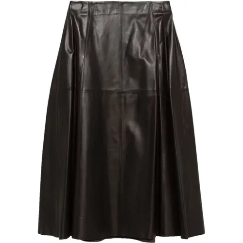 Leather Midi Skirt Flared Zipper , female, Sizes: M - Arma - Modalova