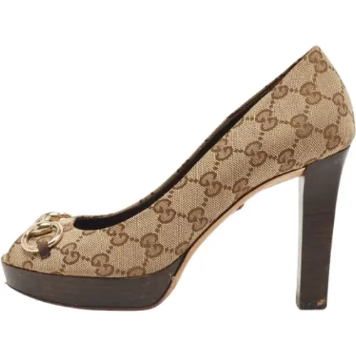 Pre-owned Canvas heels , female, Sizes: 5 1/2 UK - Gucci Vintage - Modalova
