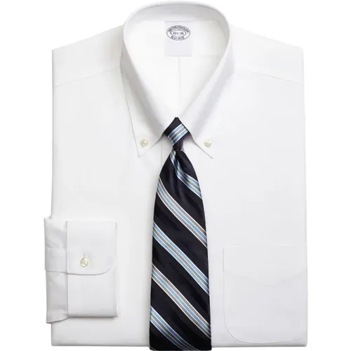 Weiße Traditionelle Passform Stretch Supima Baumwolle Non-Iron Hemd mit Button-Down-Kragen,Hellblaues Hemd mit traditioneller Passform aus Stretch-Su - Brooks Brothers - Modalova