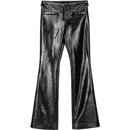 Schwarze Hose mit Lack-Finish , Damen, Größe: S - Courrèges - Modalova