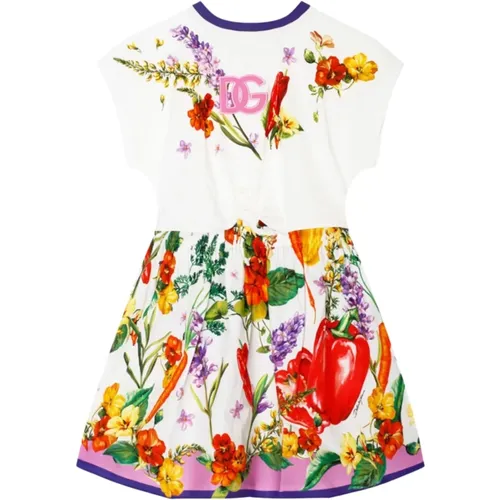 Kleid mit Blumen- und Gemüsedruck - Dolce & Gabbana - Modalova