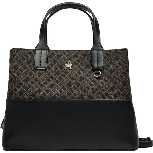 Elegante Schwarze Handtasche mit Gold Details - Tommy Hilfiger - Modalova