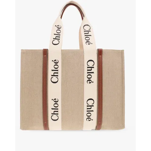 Woody Large shopper bag , female, Sizes: ONE SIZE - Chloé - Modalova