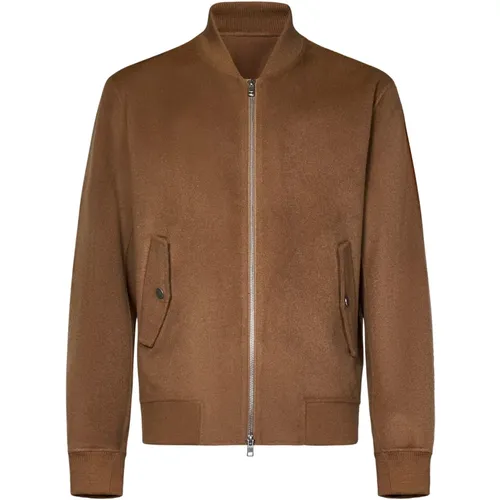 Stylish Camel Bomber Jacket , male, Sizes: M, L - Low Brand - Modalova