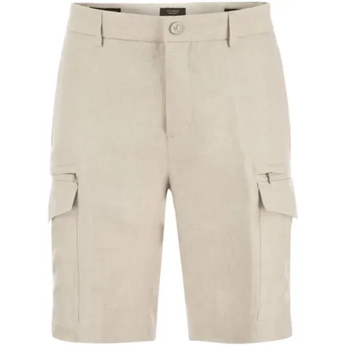 Linen cargo bermuda shorts , male, Sizes: L, S, XL, M - PESERICO - Modalova