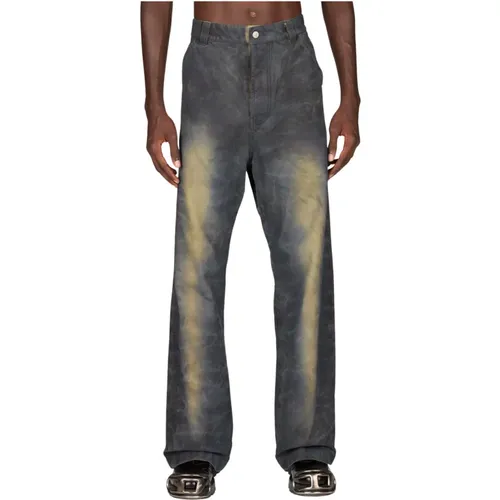 Schmutz-effekt gefärbte Mid-Rise-Jeans , Herren, Größe: L - Diesel - Modalova