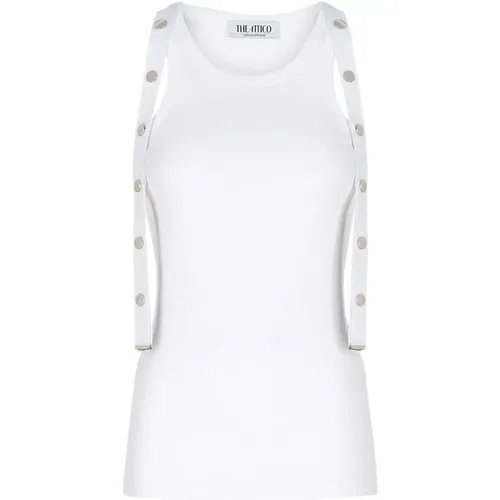 Metal Logo Jersey Top , female, Sizes: M, S - The Attico - Modalova