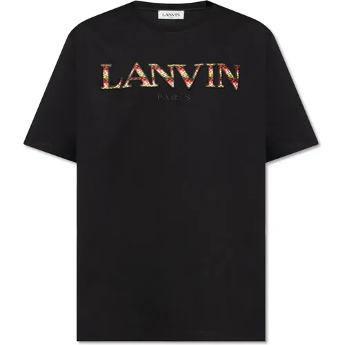 T-shirt with logo , male, Sizes: M - Lanvin - Modalova