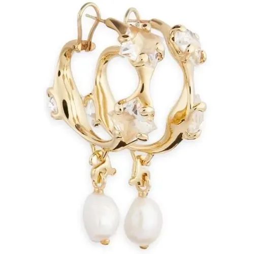 Kristallverzierte Creolen mit Faux-Perlen Details - Ami Paris - Modalova