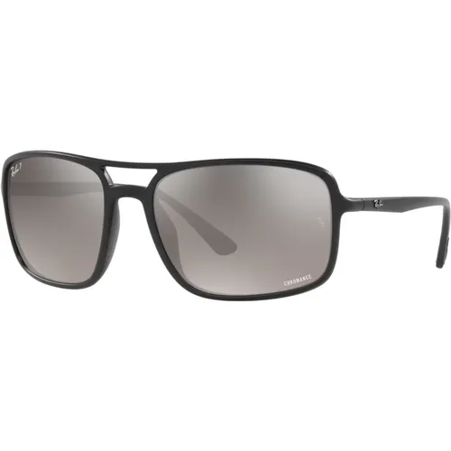 Polarisierte Verspiegelte Sonnenbrille Matt Schwarz/Grau Silber , unisex, Größe: 60 MM - Ray-Ban - Modalova