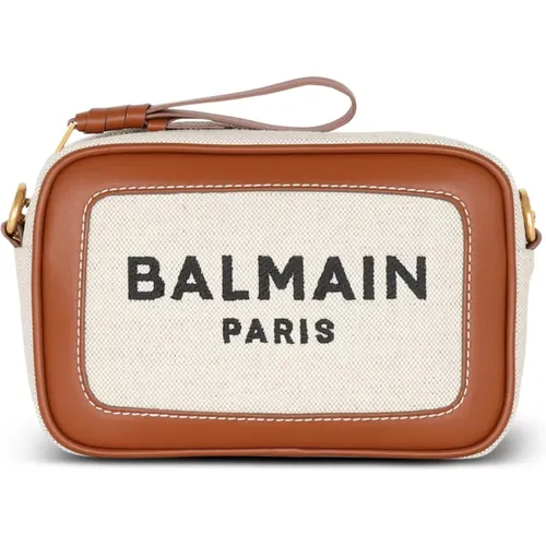 B-Army Canvas- und Lederclutch - Balmain - Modalova