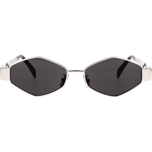 Geometric Sunglasses with Metal Frame and Grey Organic Lenses , unisex, Sizes: 54 MM - Celine - Modalova