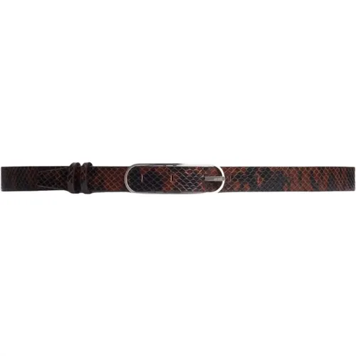 Python Embossed Leather Belt Brandy , female, Sizes: 75 CM, 85 CM, 95 CM - Ami Paris - Modalova