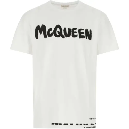 Oversize Weiße Baumwoll-T-Shirt , Herren, Größe: M - alexander mcqueen - Modalova