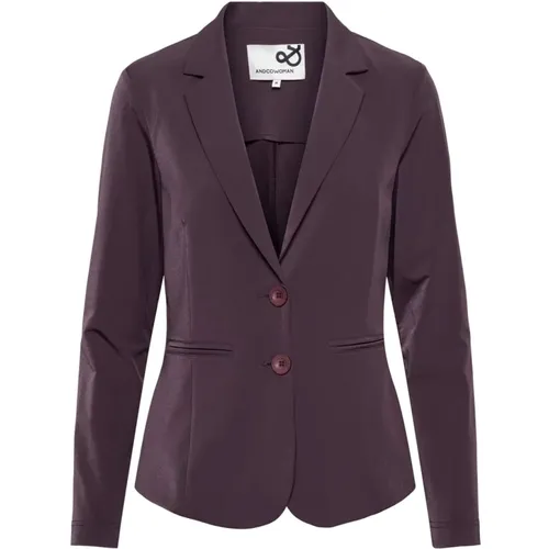 Bordeaux Blazer mit Paspelzak , Damen, Größe: S - &Co Woman - Modalova