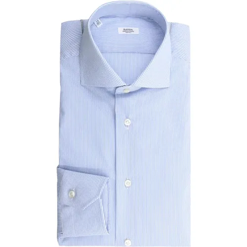 Light Blue Slim Fit Shirt , male, Sizes: XL, 3XL, 4XL, 2XL, S - Barba - Modalova