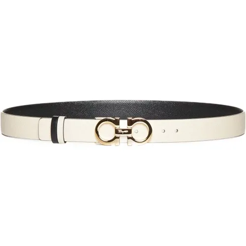 Reversible Leather Belt with Gold-Tone Buckle , female, Sizes: 95 CM - Salvatore Ferragamo - Modalova