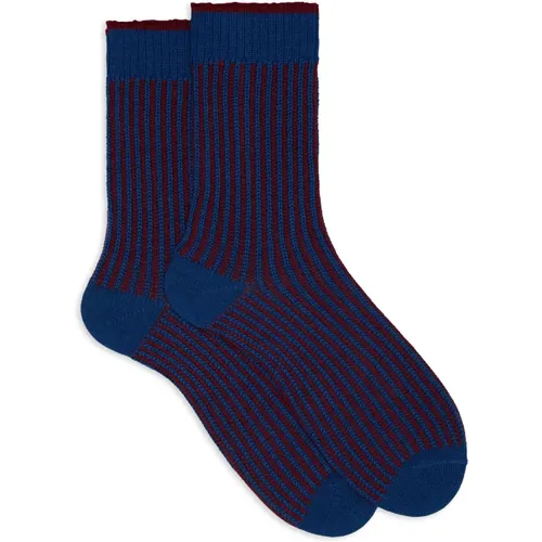 Unisex kurze hellblaue, und Socken mit vertikalen Streifen , unisex, Größe: S - Gallo - Modalova