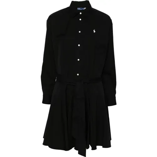 Schwarzes Baumwoll Midi Kleid - Polo Ralph Lauren - Modalova