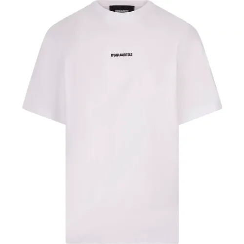 Weißes Baumwoll-Jersey T-Shirt mit Logo , Herren, Größe: L - Dsquared2 - Modalova
