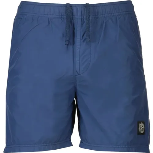 Kompass Logo Badehose Navy Blau , Herren, Größe: S - Stone Island - Modalova