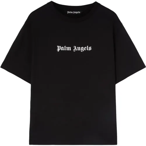 Logo Print Schwarzes T-Shirt , Herren, Größe: XL - Palm Angels - Modalova