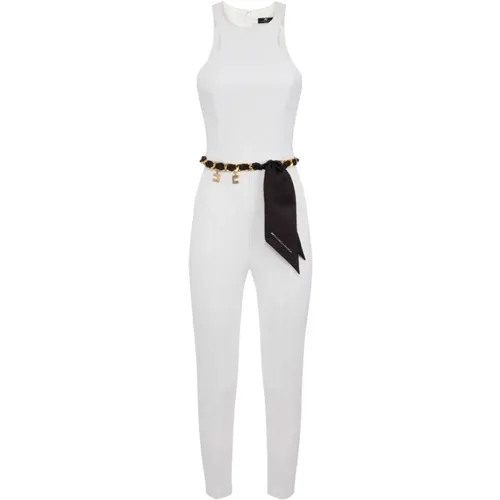 Chain Belt Double Crepe Jumpsuit , female, Sizes: L - Elisabetta Franchi - Modalova