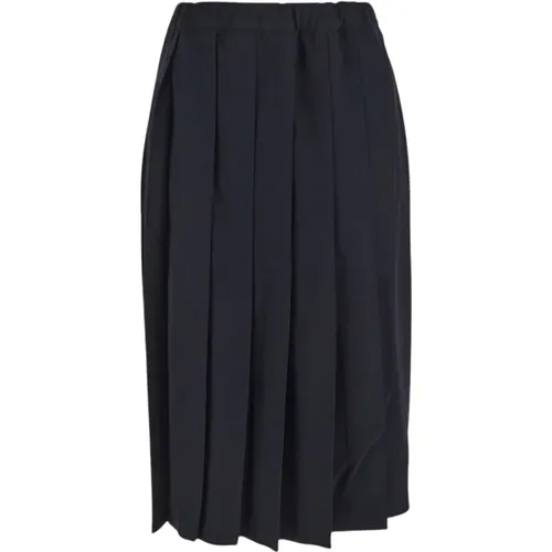 Navy Wool Pleated Midi Skirt , female, Sizes: S - Comme des Garçons - Modalova