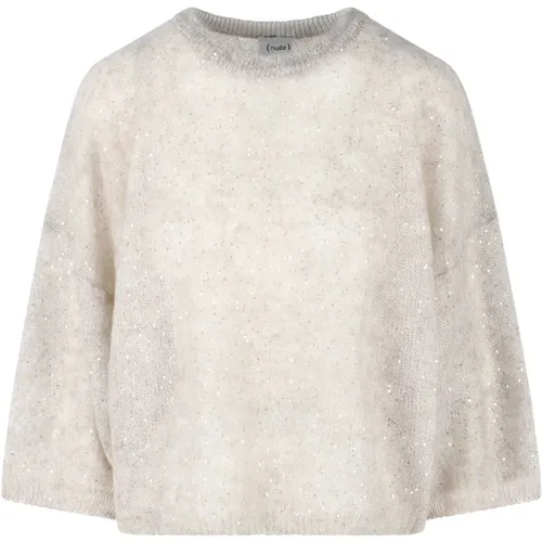 Paillettenbesetzter Mohairpullover , Damen, Größe: S - NUDE - Modalova