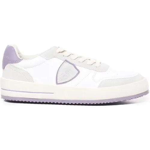 Perforated Calfskin Sneakers Lilac , female, Sizes: 4 UK, 3 UK, 6 UK, 7 UK, 5 UK - Philippe Model - Modalova