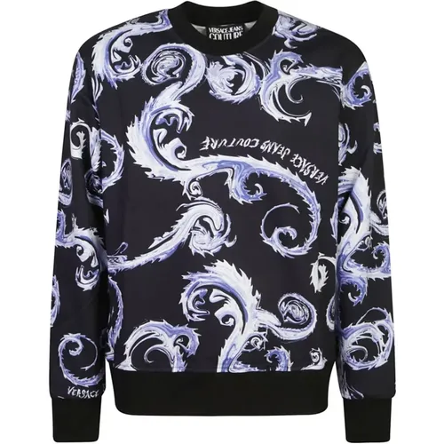 Barocco Print Crew Neck Sweater , Herren, Größe: L - Versace Jeans Couture - Modalova