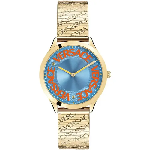 Logo Halo Women's Watch Purple Gold , female, Sizes: ONE SIZE - Versace - Modalova