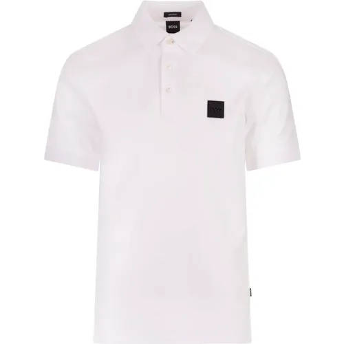 Weißes Polo-Shirt mit Ottoman-Details , Herren, Größe: S - Hugo Boss - Modalova