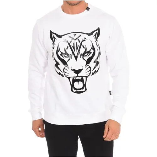 Rundhals-Sweatshirt mit Markendruck , Herren, Größe: L - Plein Sport - Modalova