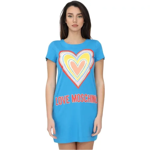 Heart Applique Cotton Dress , female, Sizes: XS - Love Moschino - Modalova