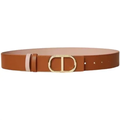 Leather Low Waist Belt with Oval Buckle , female, Sizes: L, S, M, XL - Twinset - Modalova